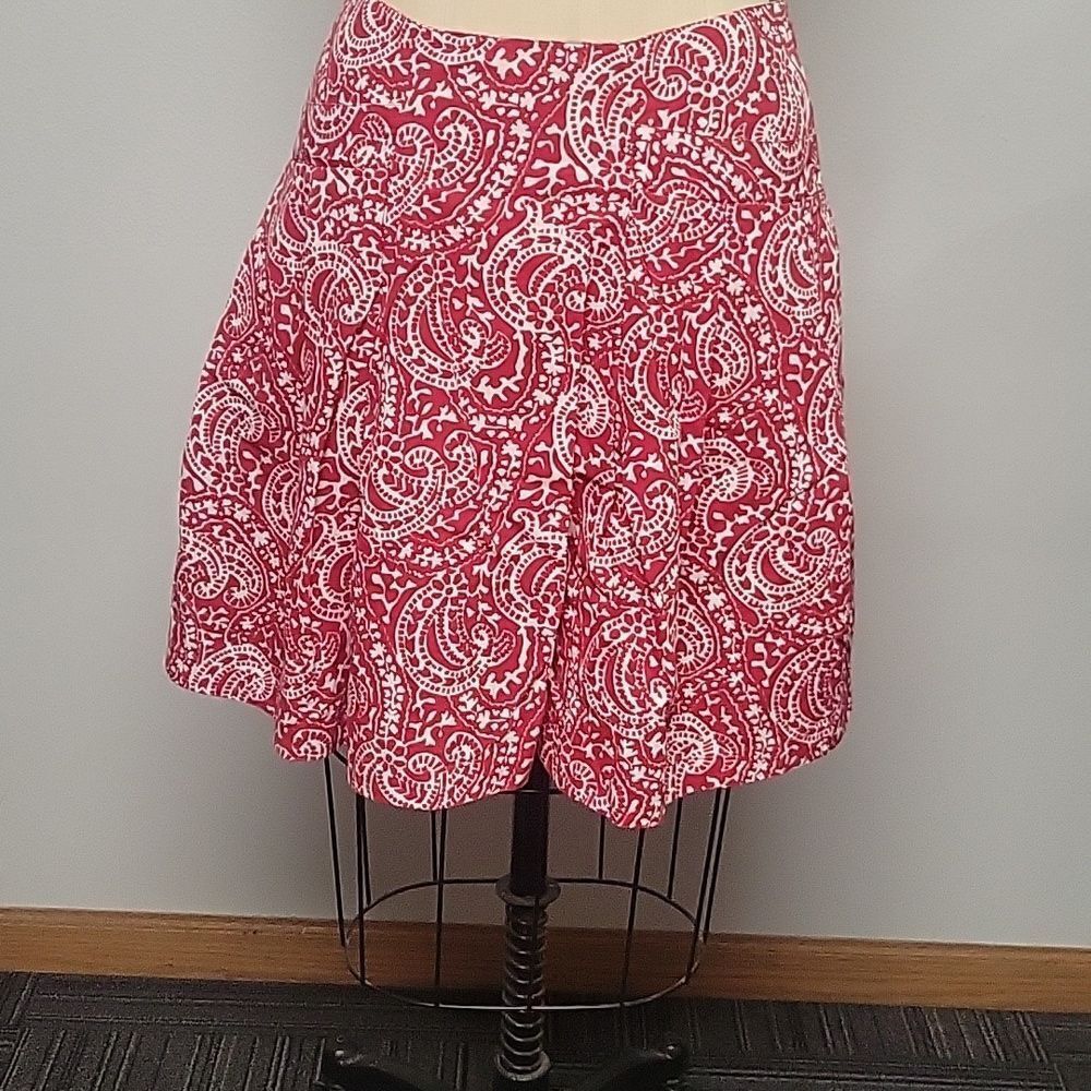Tommy Hilfiger Red Paisley Pleated Tulip Cowgirl VTG Y2K Skirt Women's Size 6